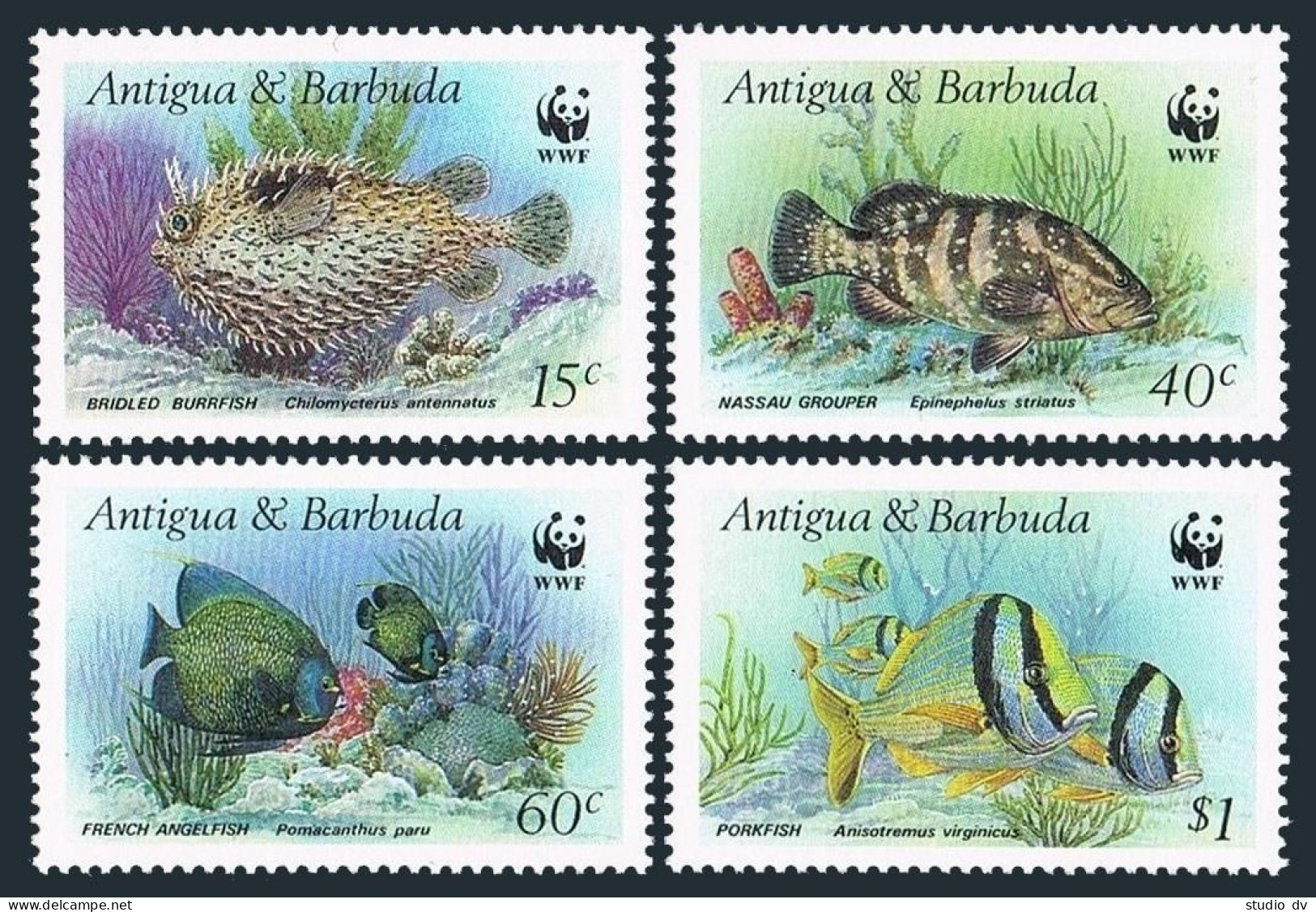 Antigua 1005-1012, 1013-1014, MNH. Mi 1010-1019 Bl.123-124. WWF 1987. Fish,Birds - Antigua Und Barbuda (1981-...)