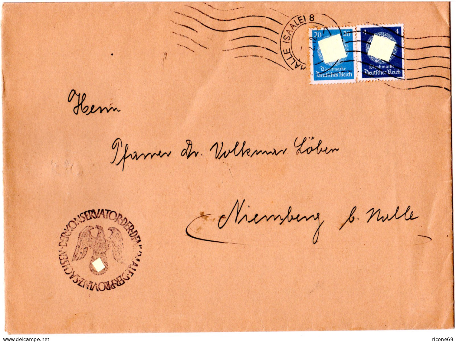 DR 1942, 4+20 Pf. Dienst Auf Brief V. Halle N. Niemburg - Briefe U. Dokumente