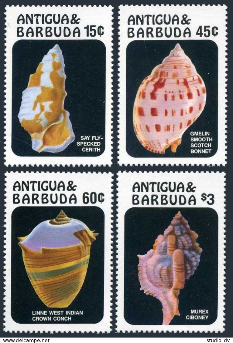 Antigua 943-947, MNH. Mi 953-956, Bl.112. Shells: Cerith, Conch,Atlantic Natica, - Antigua Et Barbuda (1981-...)