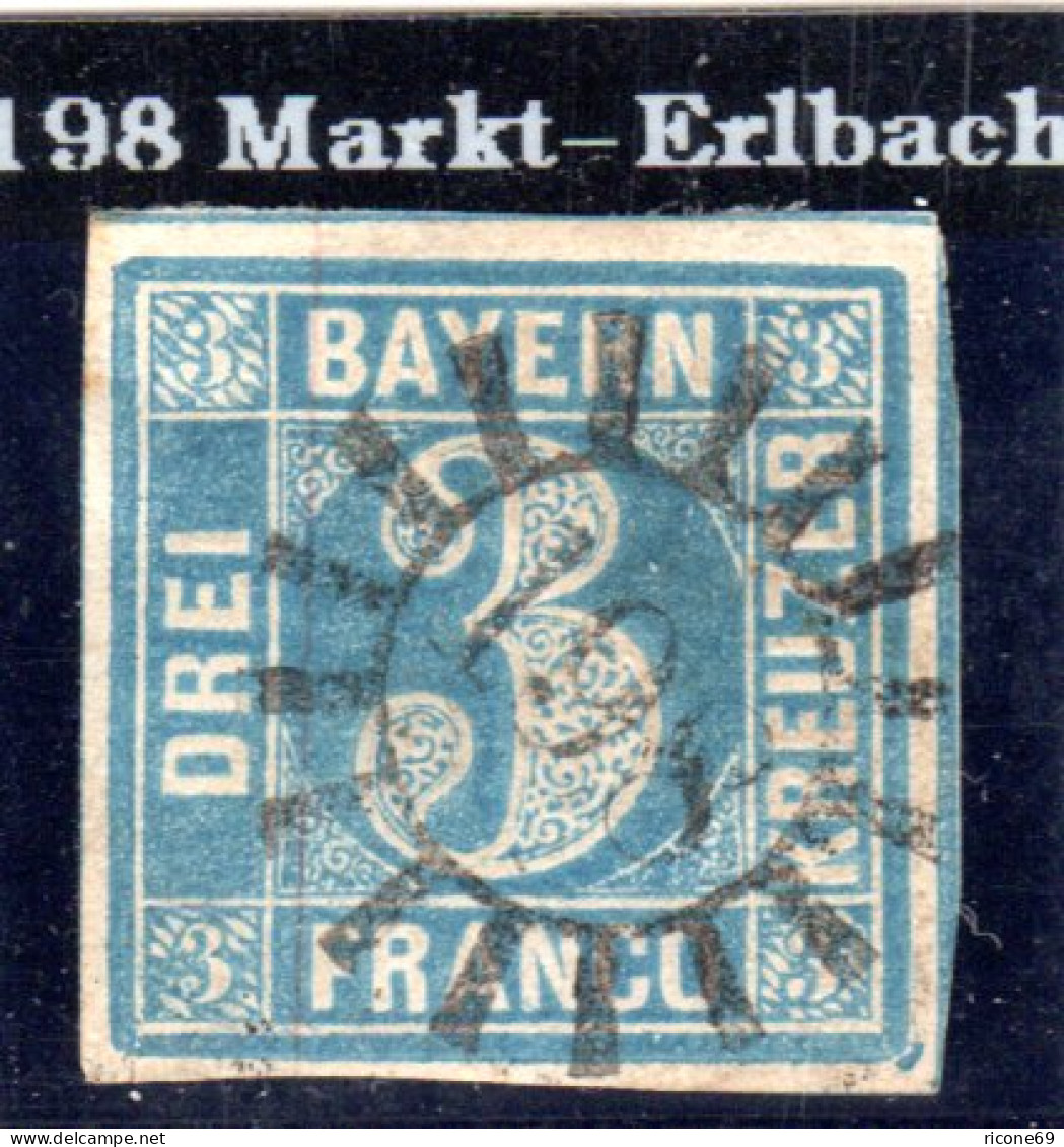 Bayern, MR 198 MARKT-ERLBACH Auf Breitrandiger 3 Keuzer. Geprüft - Briefe U. Dokumente