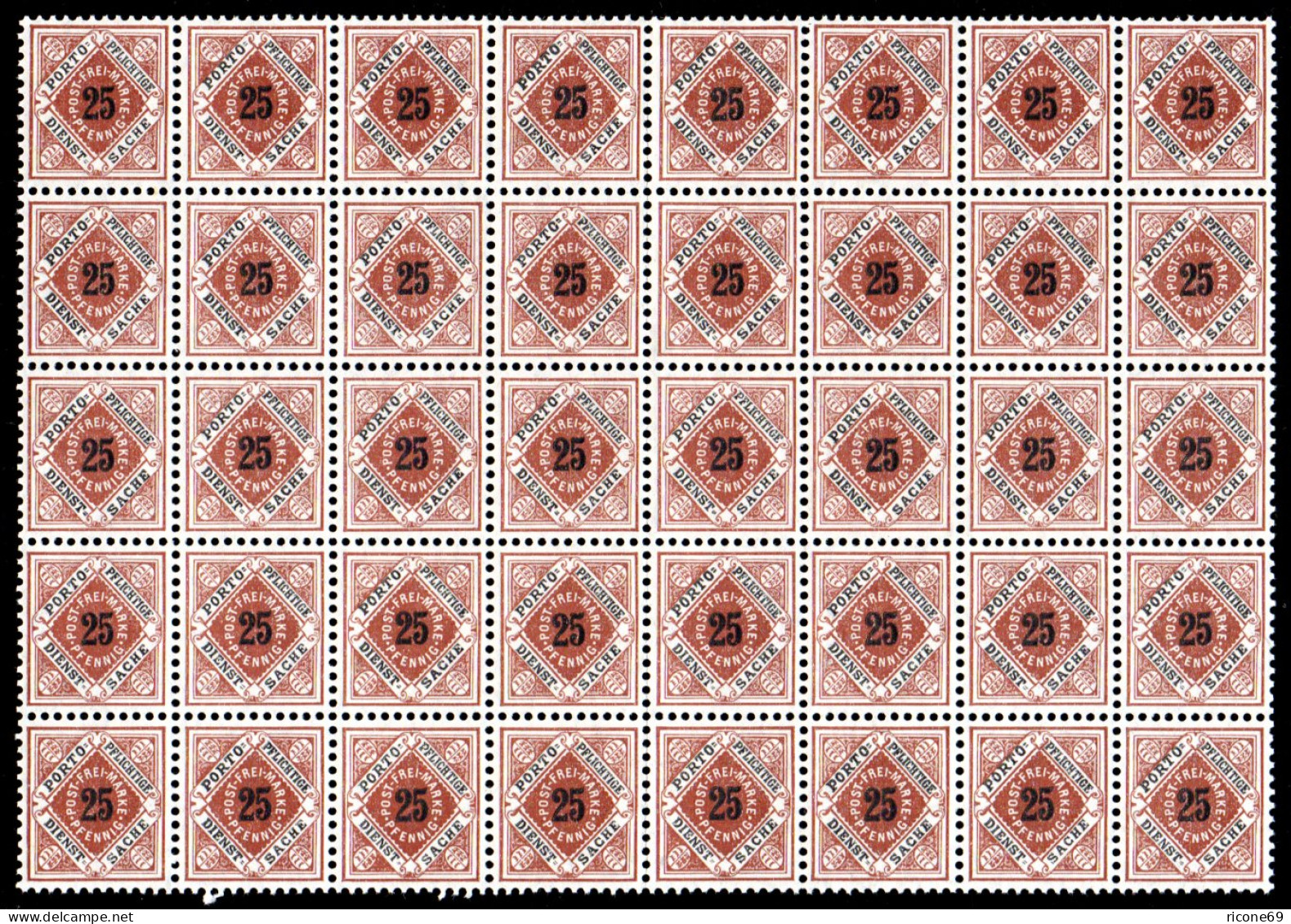 Württemberg D 130, 25 Pf. Als Postfrischer 40er- Block - Neufs
