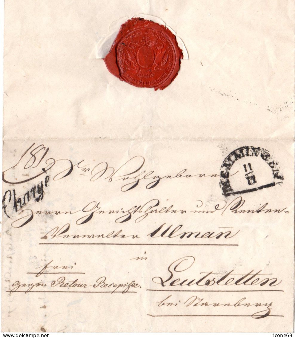 Bayern 1844, HKS MEMMINGEN U. L1 Chargé Auf Franko Brief Gg. Retour-Rezepisse - Prephilately