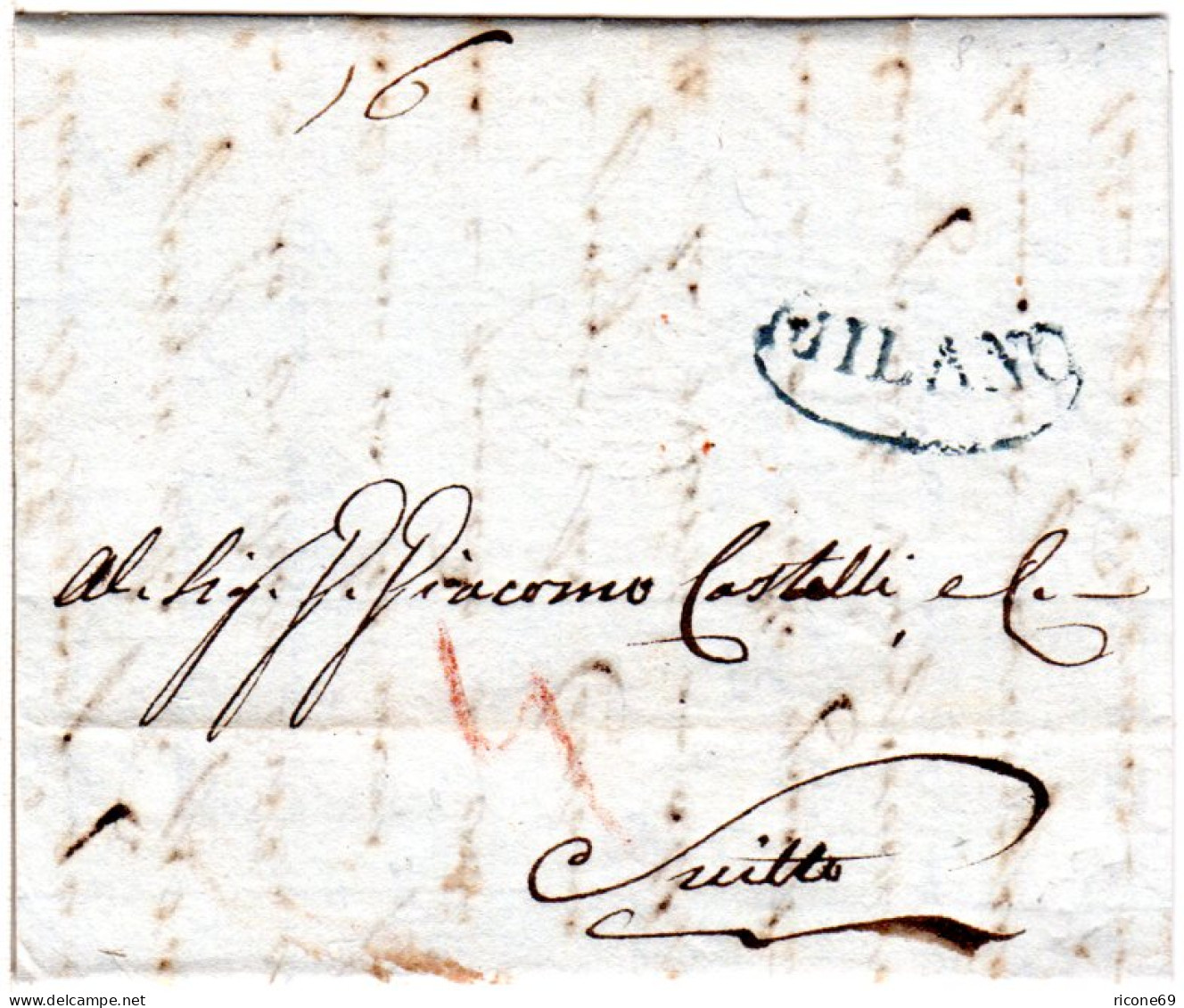 Lombardei 1808, Ovalstpl. MILANO Auf Porto Brief N. Schwyz, Schweiz - Unclassified