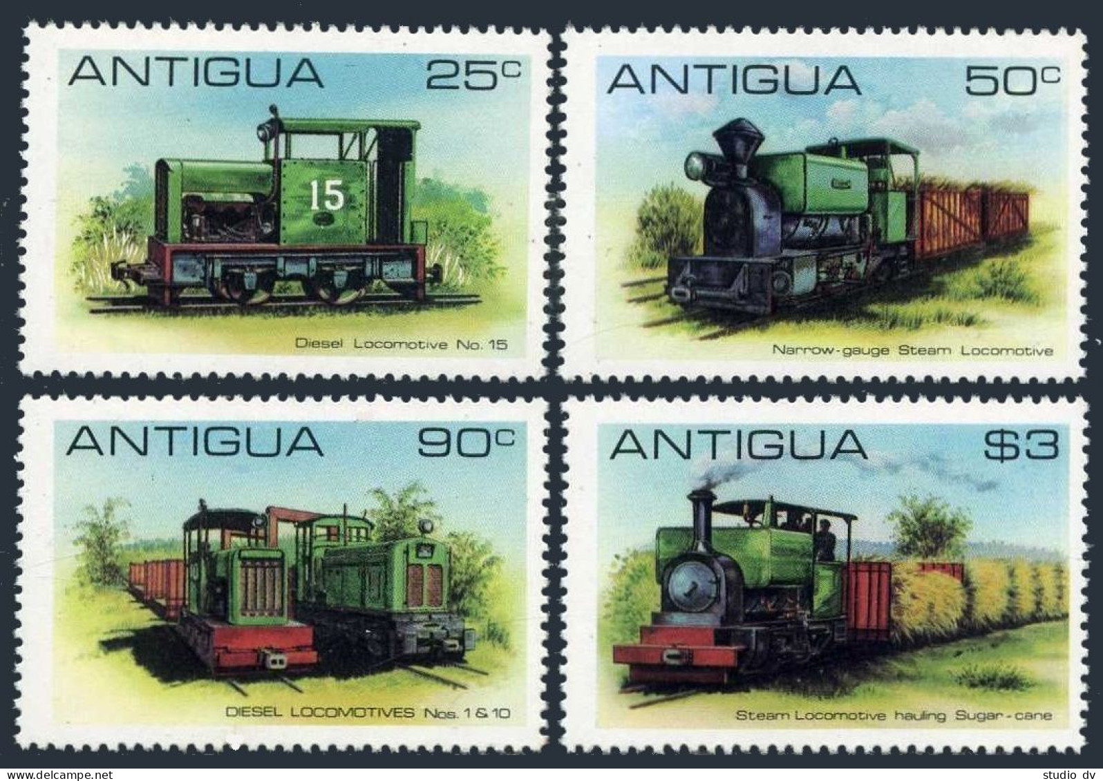 Antigua 602-605,606, MNH. Mi 607-610,Bl.53. Sugar-cane Railway,Factory,Yard,1981 - Antigua And Barbuda (1981-...)