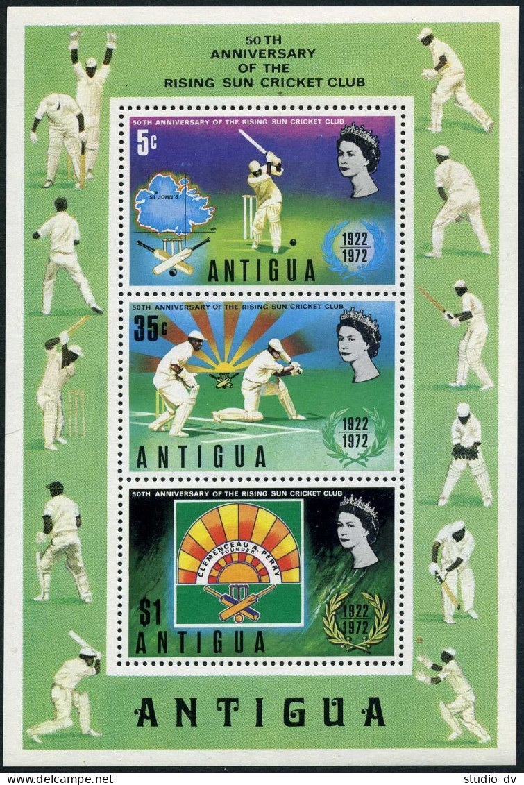 Antigua 297-299,299a,MNH.Michel 286-288,Bl.5 Rising Sun Cricket Club,50,1972. - Antigua And Barbuda (1981-...)