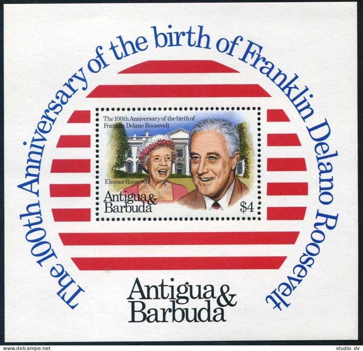 Antigua 682-683, MNH. Mi Bl.66-67. George Washington, Franklin D.Roosevelt, 1982 - Antigua And Barbuda (1981-...)