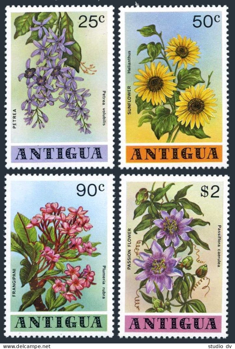 Antigua 519-522,523, MNH. Mi 520-523,Bl.38. Flowers 1978. Wreath, Hibiscus Rose. - Antigua Et Barbuda (1981-...)