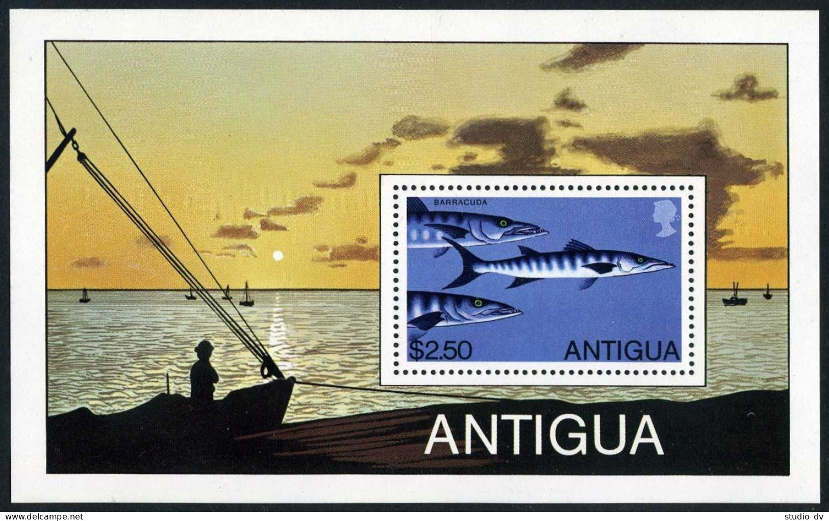 Antigua 542-546, MNH. Mi 543-546,Bl.43. 1979.Yellow Jacks,Tuna, Barracuda,Wahoos - Antigua Et Barbuda (1981-...)
