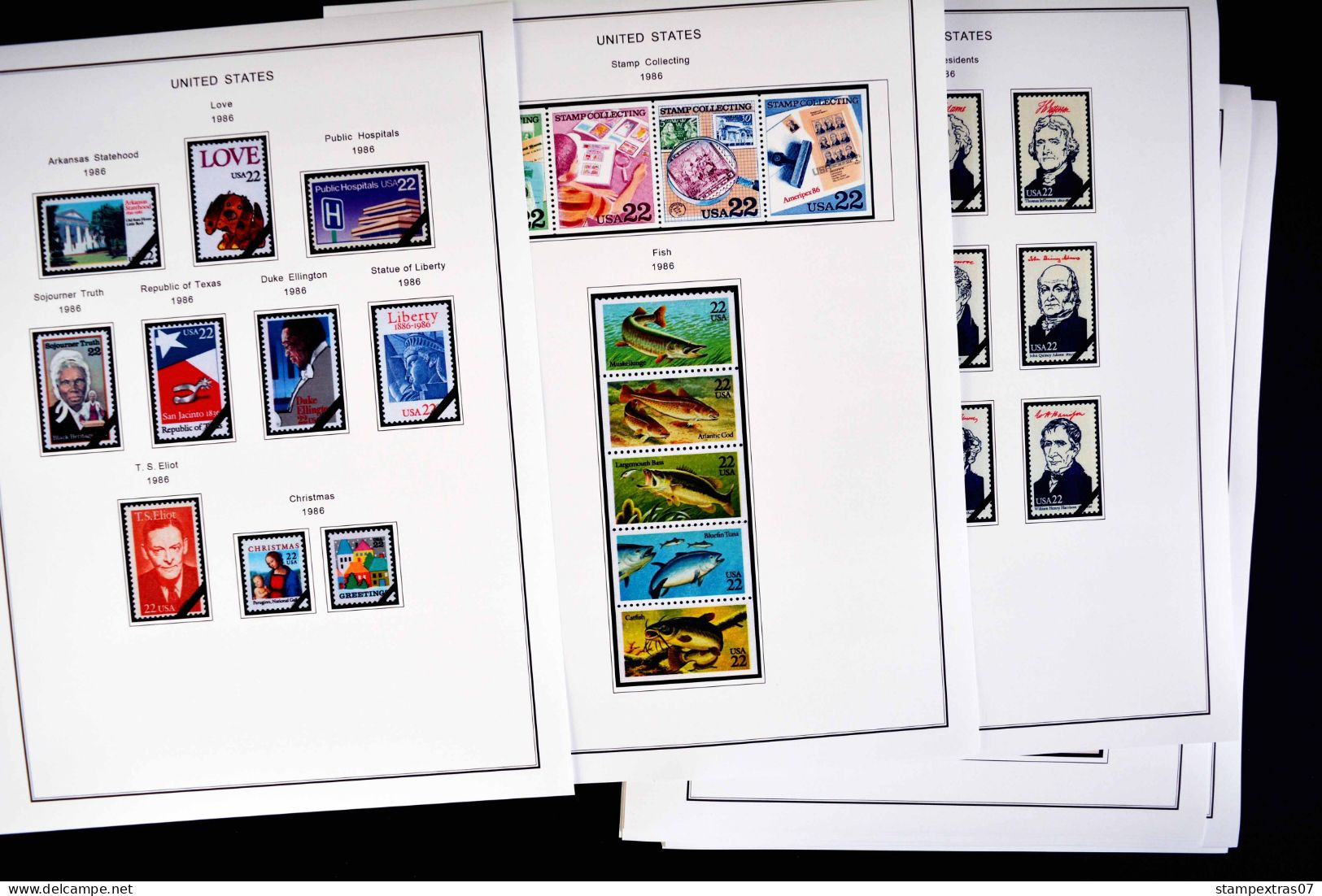 COLOR PRINTED USA 1966-1990 STAMP ALBUM PAGES (111 illustrated pages) >> FEUILLES ALBUM