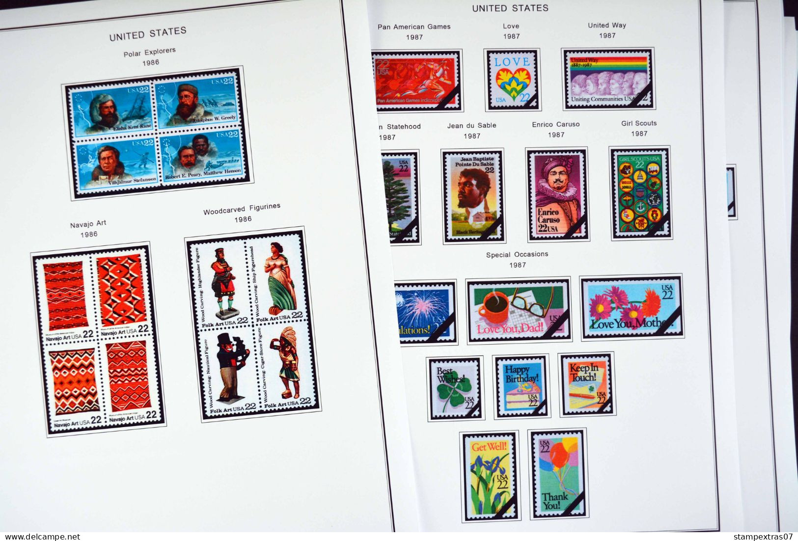 COLOR PRINTED USA 1966-1990 STAMP ALBUM PAGES (111 illustrated pages) >> FEUILLES ALBUM