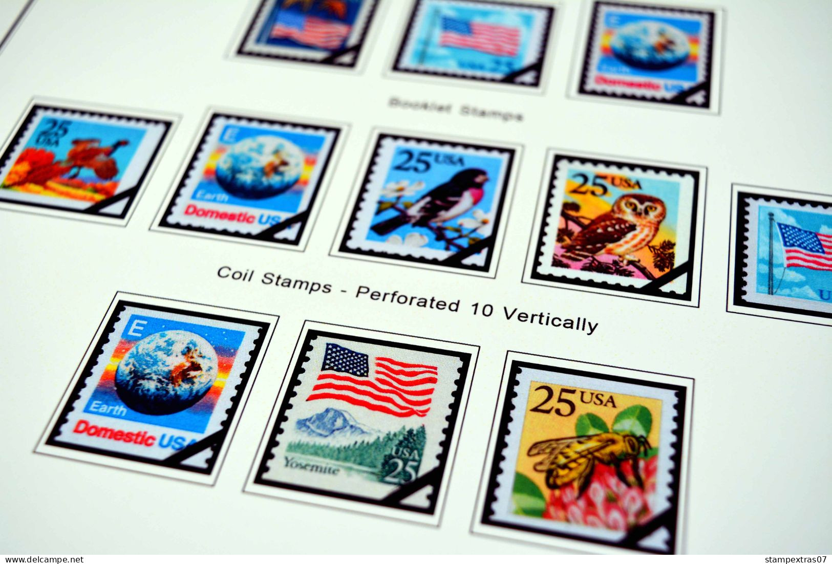 COLOR PRINTED USA 1966-1990 STAMP ALBUM PAGES (111 illustrated pages) >> FEUILLES ALBUM