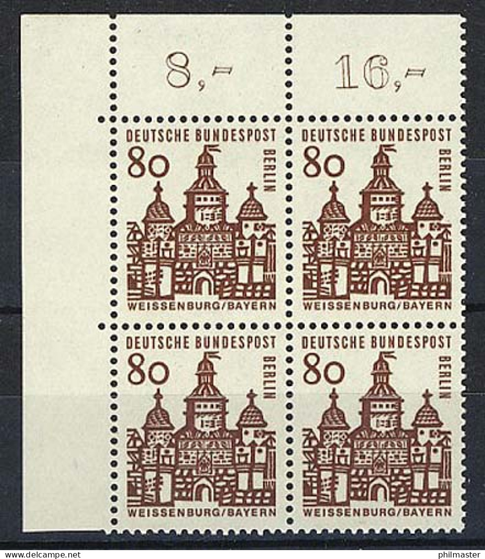 249 Bauwerke Klein 80 Pf Eck-Vbl. Ol ** Postfrisch - Unused Stamps