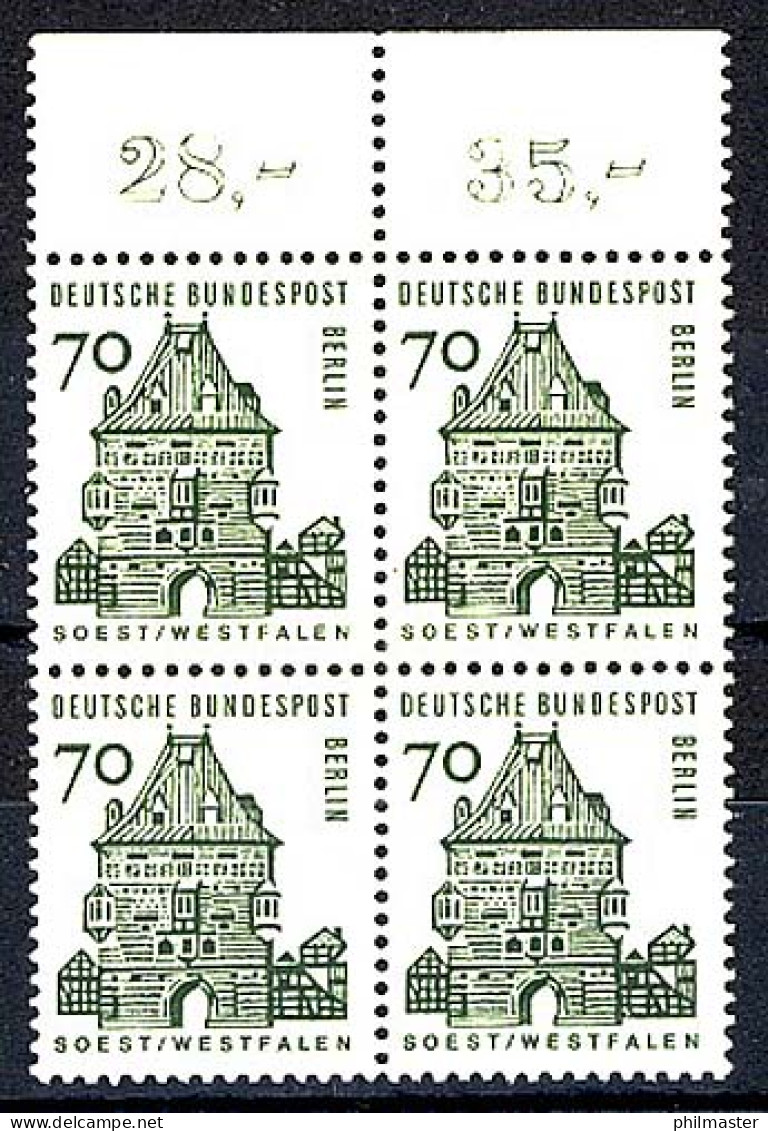 248 Bauwerke Klein 70 Pf OR-Viererbl. ** Postfrisch - Ungebraucht