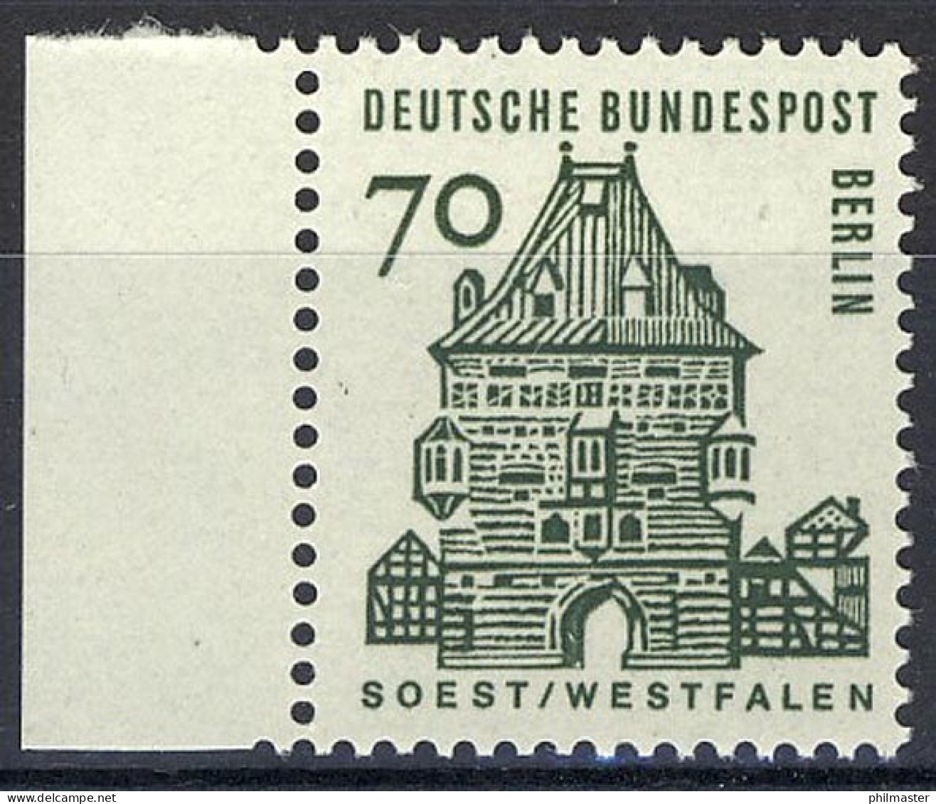 248 Bauwerke Klein 70 Pf Seitenrand Li. ** Postfrisch - Unused Stamps