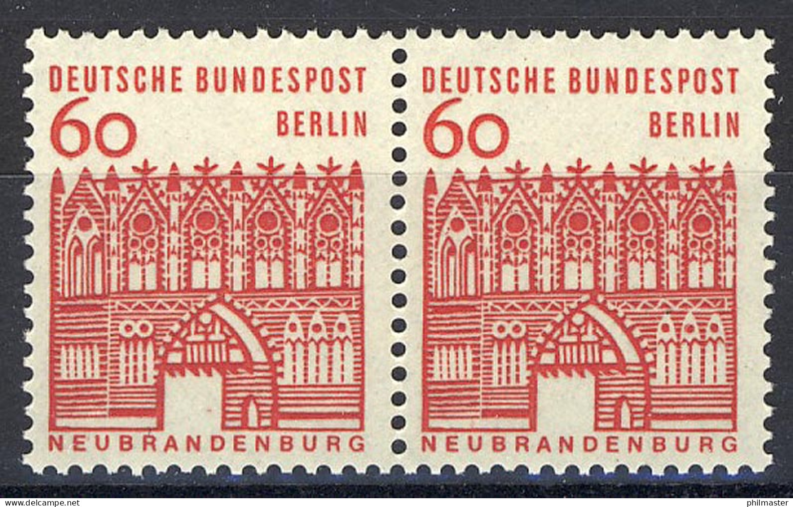 247 Bauwerke Klein 60 Pf Waag. Paar ** Postfrisch - Unused Stamps