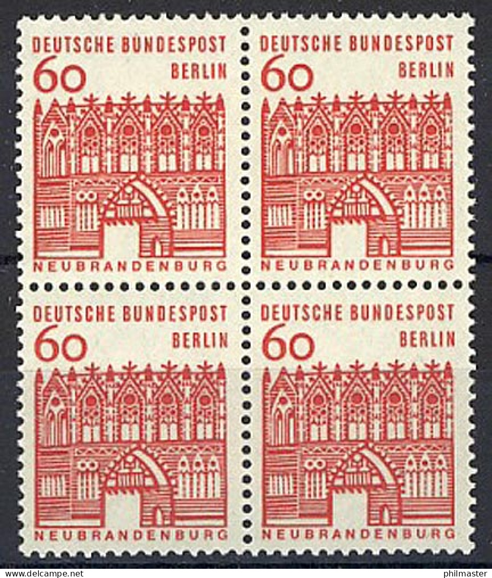 247 Bauwerke Klein 60 Pf Viererblock ** Postfrisch - Unused Stamps
