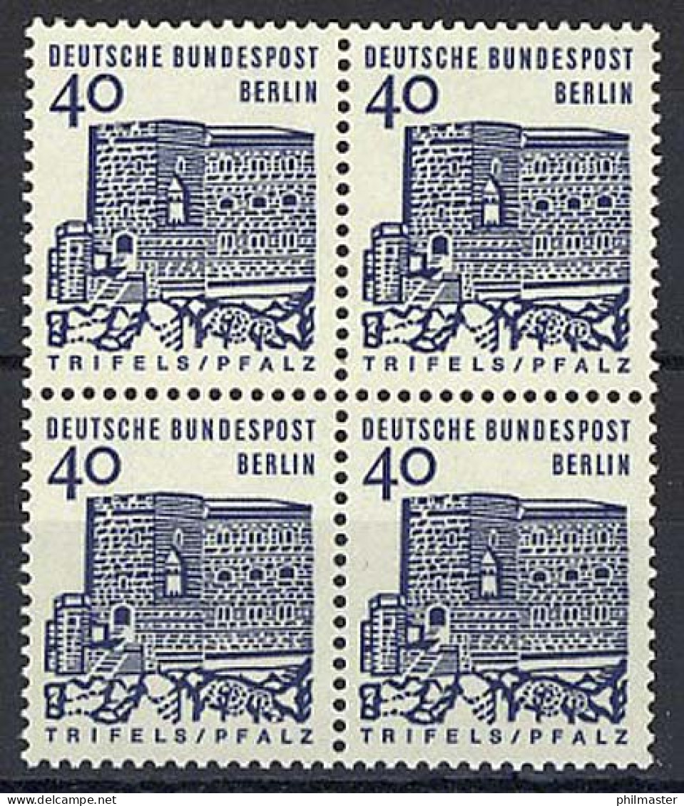 245 Bauwerke Klein 40 Pf Viererblock ** Postfrisch - Unused Stamps