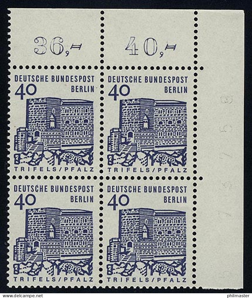 245 Bauwerke Klein 40 Pf Eck-Vbl. Or ** Postfrisch - Unused Stamps