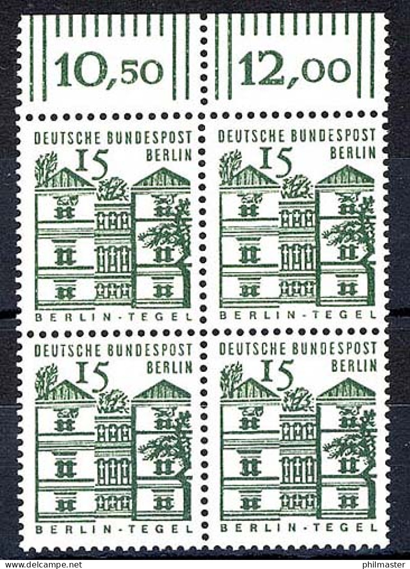 243 Bauwerke Klein 15 Pf OR-Viererbl. ** Postfrisch - Unused Stamps