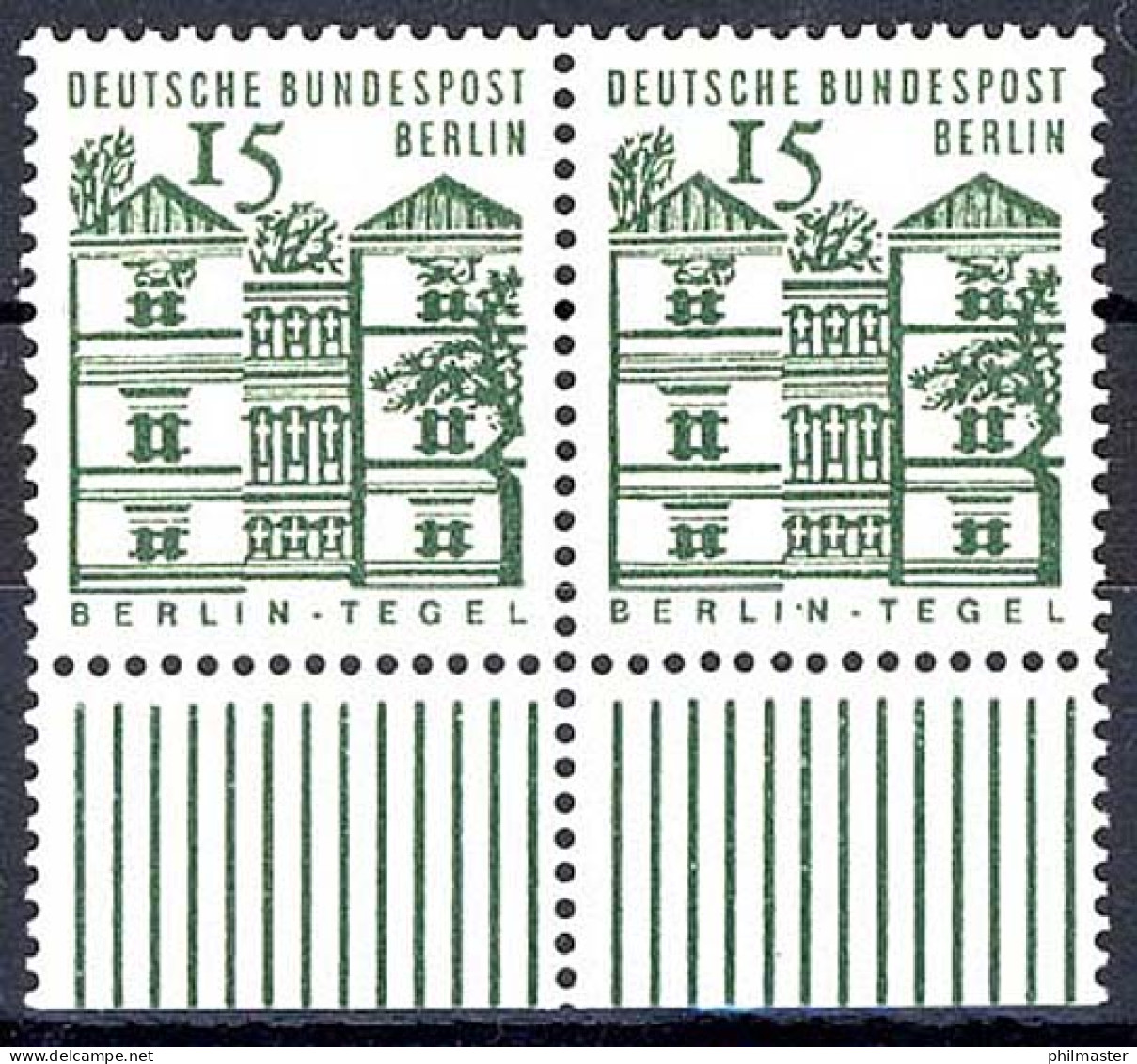 243 Bauwerke Klein 15 Pf Paar UR ** Postfrisch - Unused Stamps