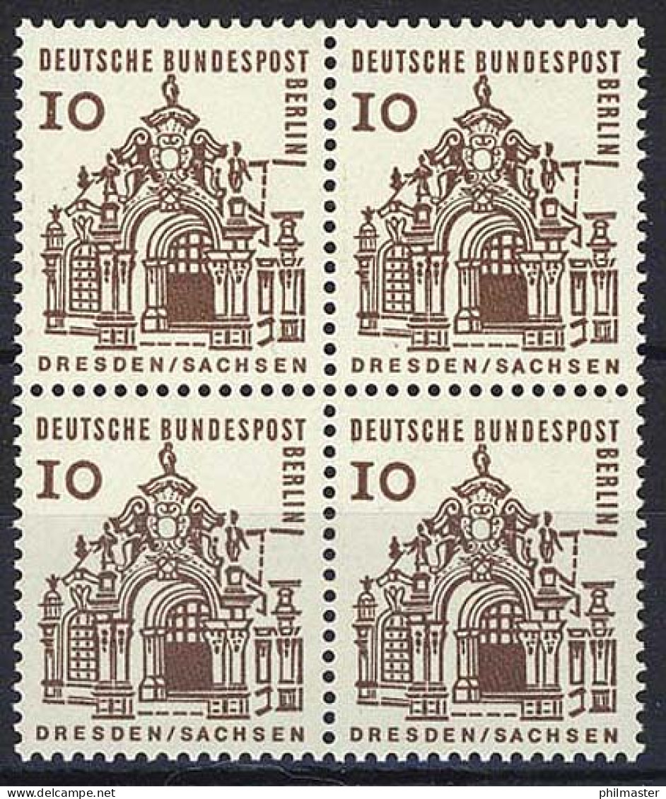 242 Bauwerke Klein 10 Pf Viererblock ** Postfrisch - Unused Stamps