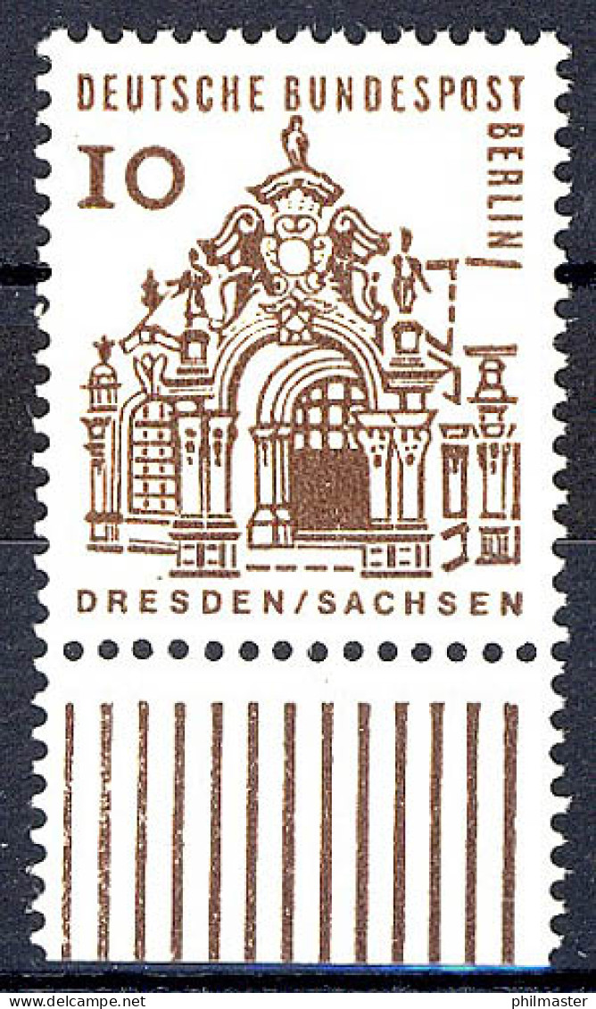 242 Bauwerke Klein 10 Pf Unterrand ** Postfrisch - Unused Stamps