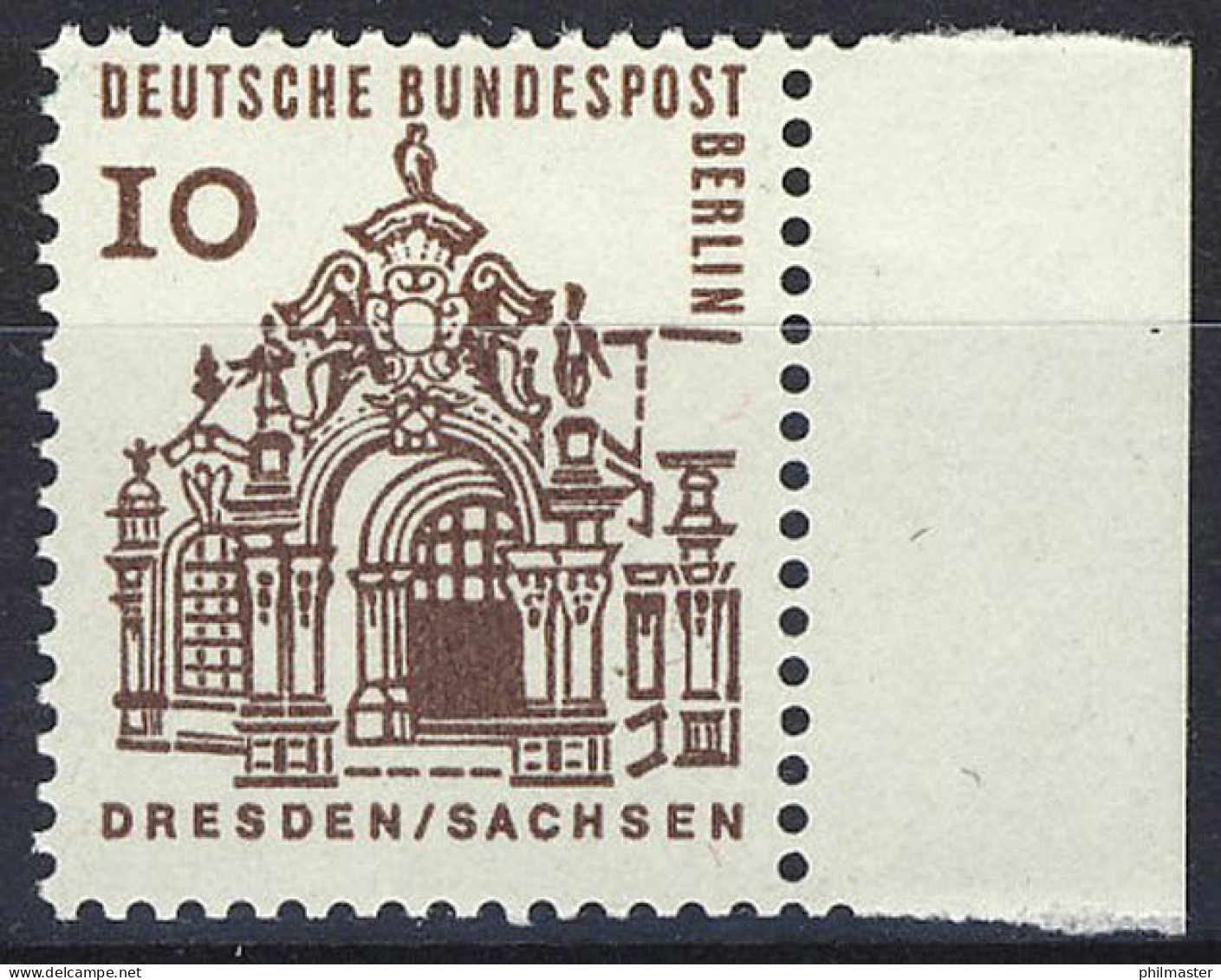 242 Bauwerke Klein 10 Pf Seitenrand Re. ** Postfrisch - Unused Stamps