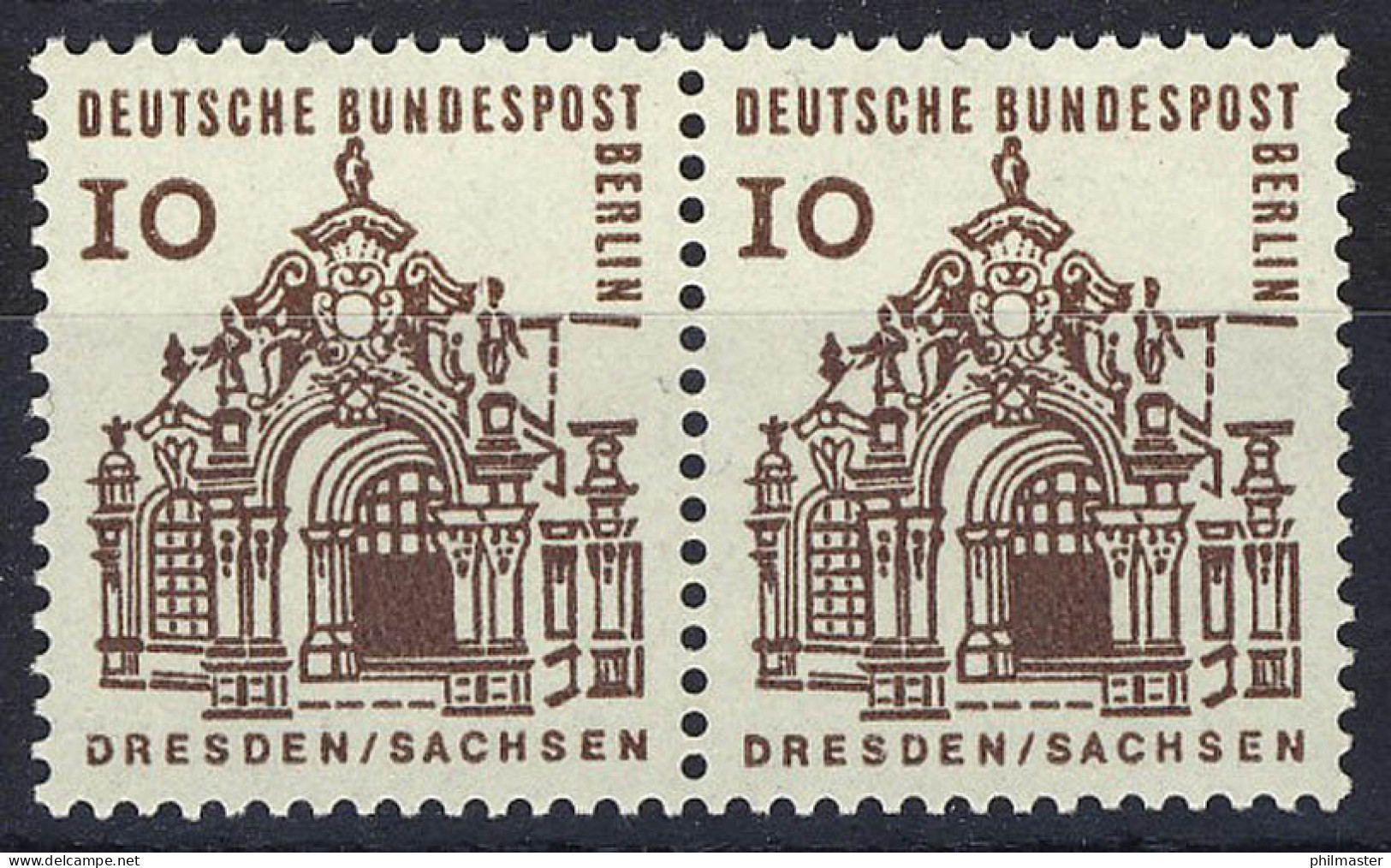 242 Bauwerke Klein 10 Pf Waag. Paar ** Postfrisch - Unused Stamps