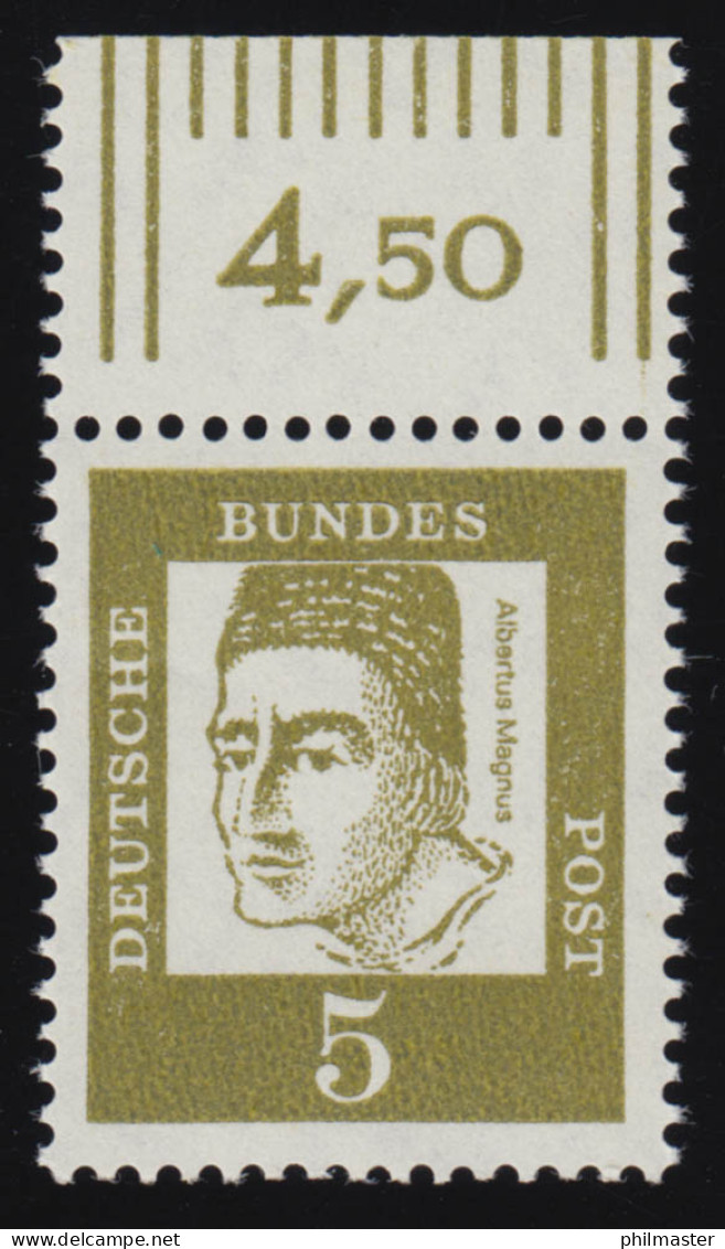 347yI Bed. Deutsche 5 Pf Dünne Walzenstriche Oberrand ** Postfrisch - Unused Stamps