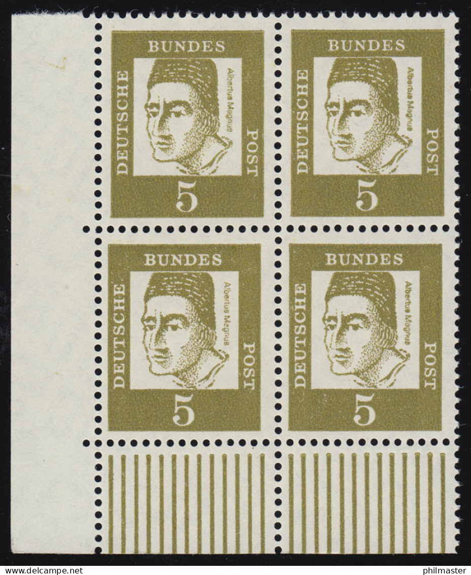 347yI Bed. Deutsche 5 Pf Dünne Walzenstriche Eck-Vbl. Ul ** Postfrisch - Unused Stamps