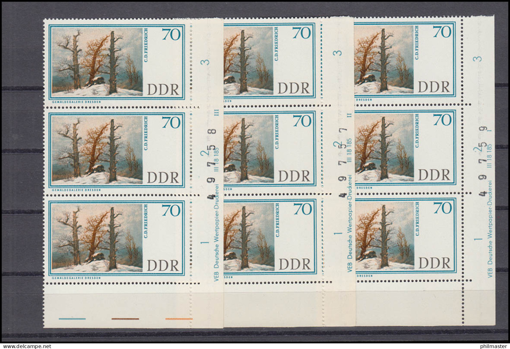 1267 DV CD. Friedrich - Hünengrab, Drei Steifen Mit Druckvermerk I - III Kpl. ** - Unused Stamps