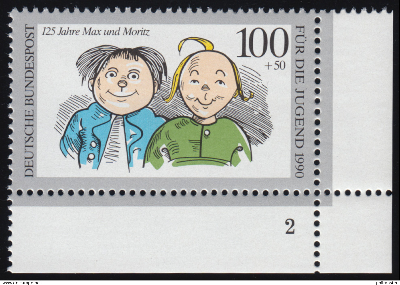 1458 Jugend Max Und Moritz 100+50 Pf ** FN2 - Unused Stamps