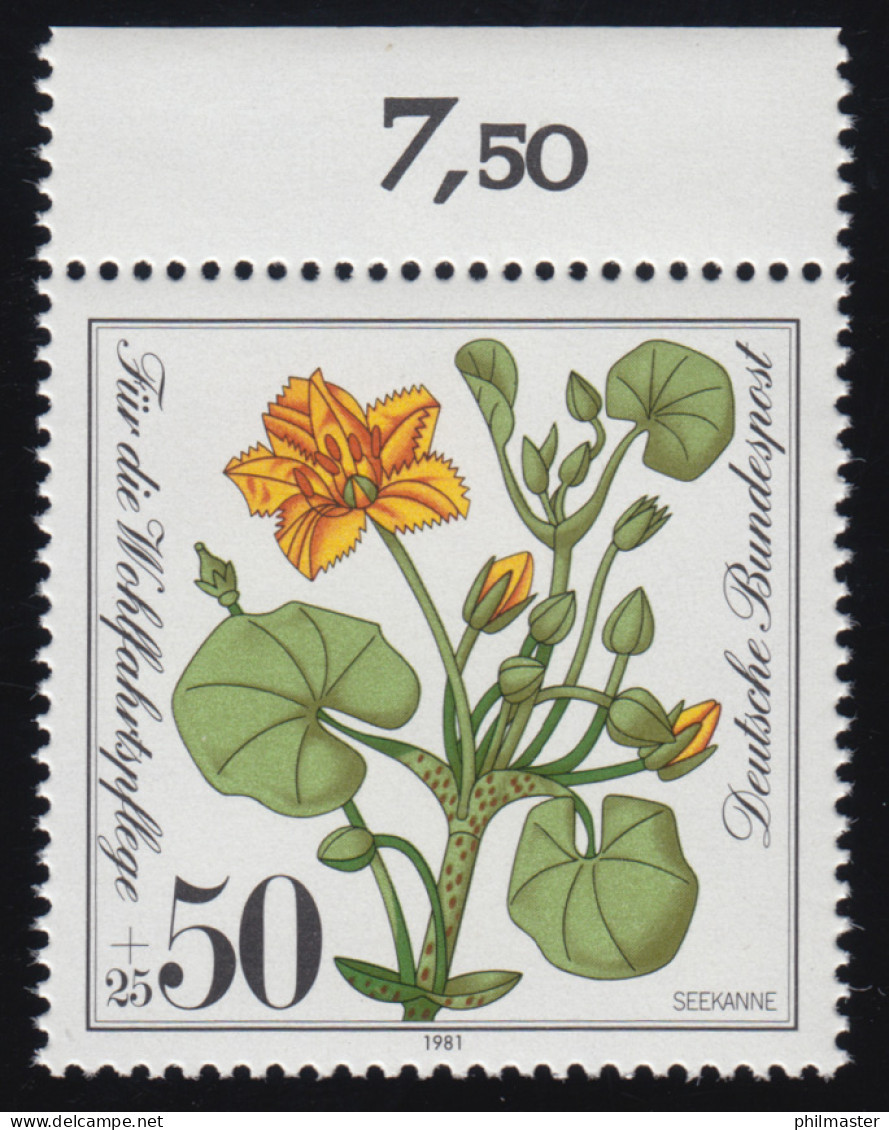 1109 Wohlfahrt Seekanne 50+25 Pf ** Oberrand - Unused Stamps