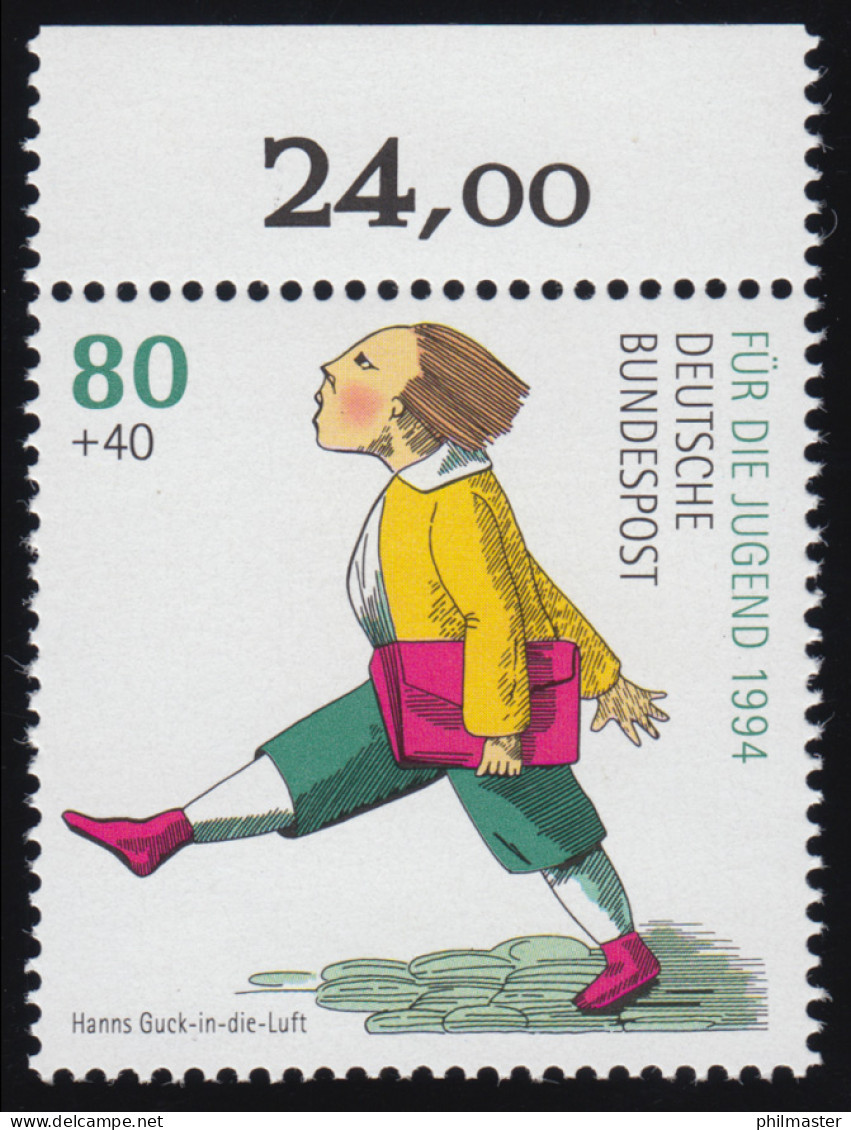 1727 Hans Guck In Die Luft 80+40 Pf ** Oberrand - Unused Stamps