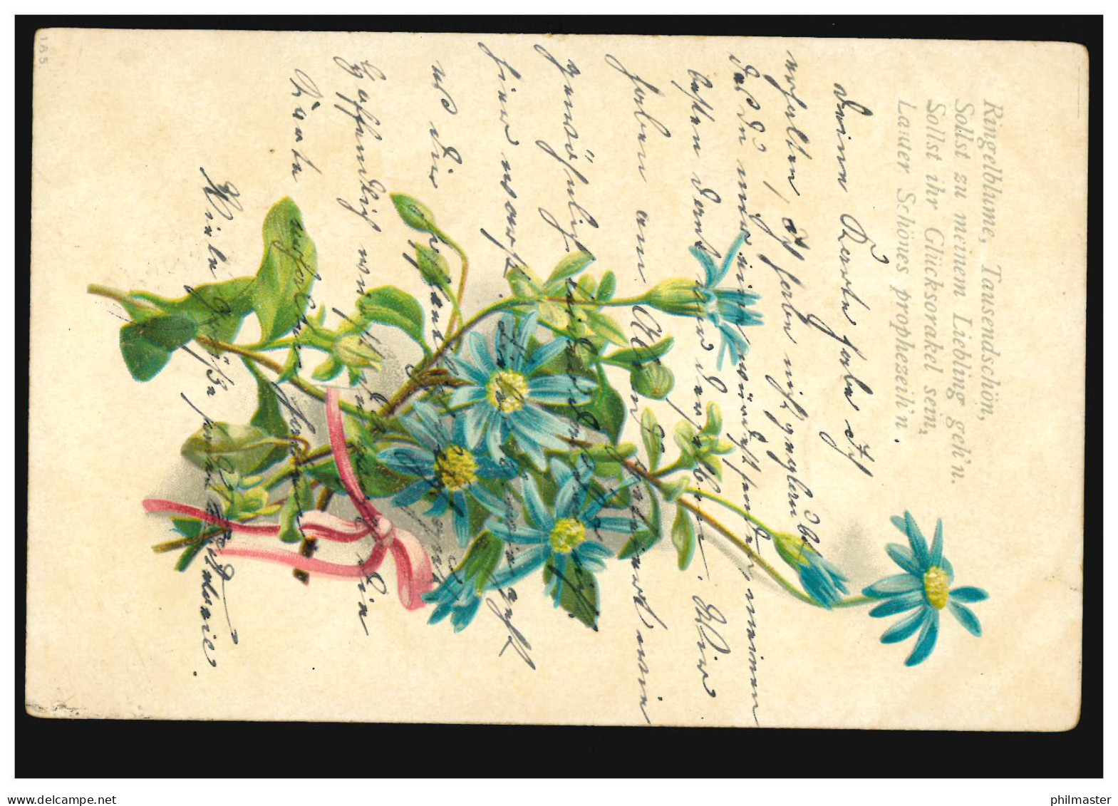 AK Blumen, Gedicht: Ringelblume, Tausendschön, Sollst Zu Meinem Liebling Geh'n - Sonstige & Ohne Zuordnung