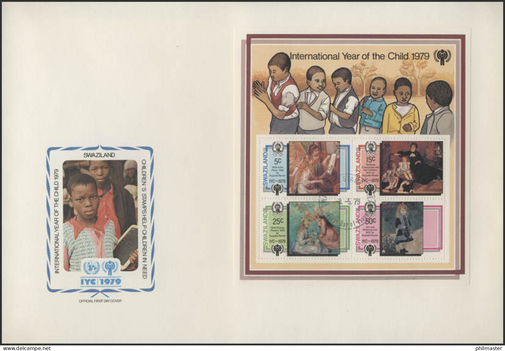 Swasiland: Gemälde Mit Kindern, Block Auf FDC 1979 - Andere & Zonder Classificatie