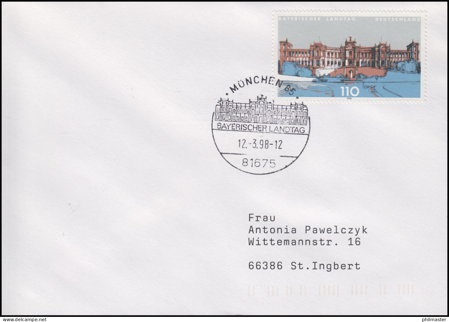 1975 Bayerischer Landtag München, EF FDC ESSt München Landtag 12.3.1998 - Other & Unclassified