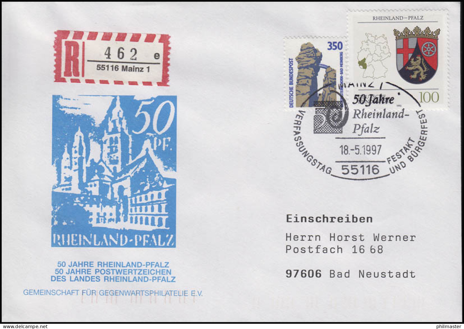 1664 Rheinland-Pfalz, MiF R-Bf SSt Mainz Verfassungstag & Bürgerfest 18.5.1997 - Sonstige & Ohne Zuordnung