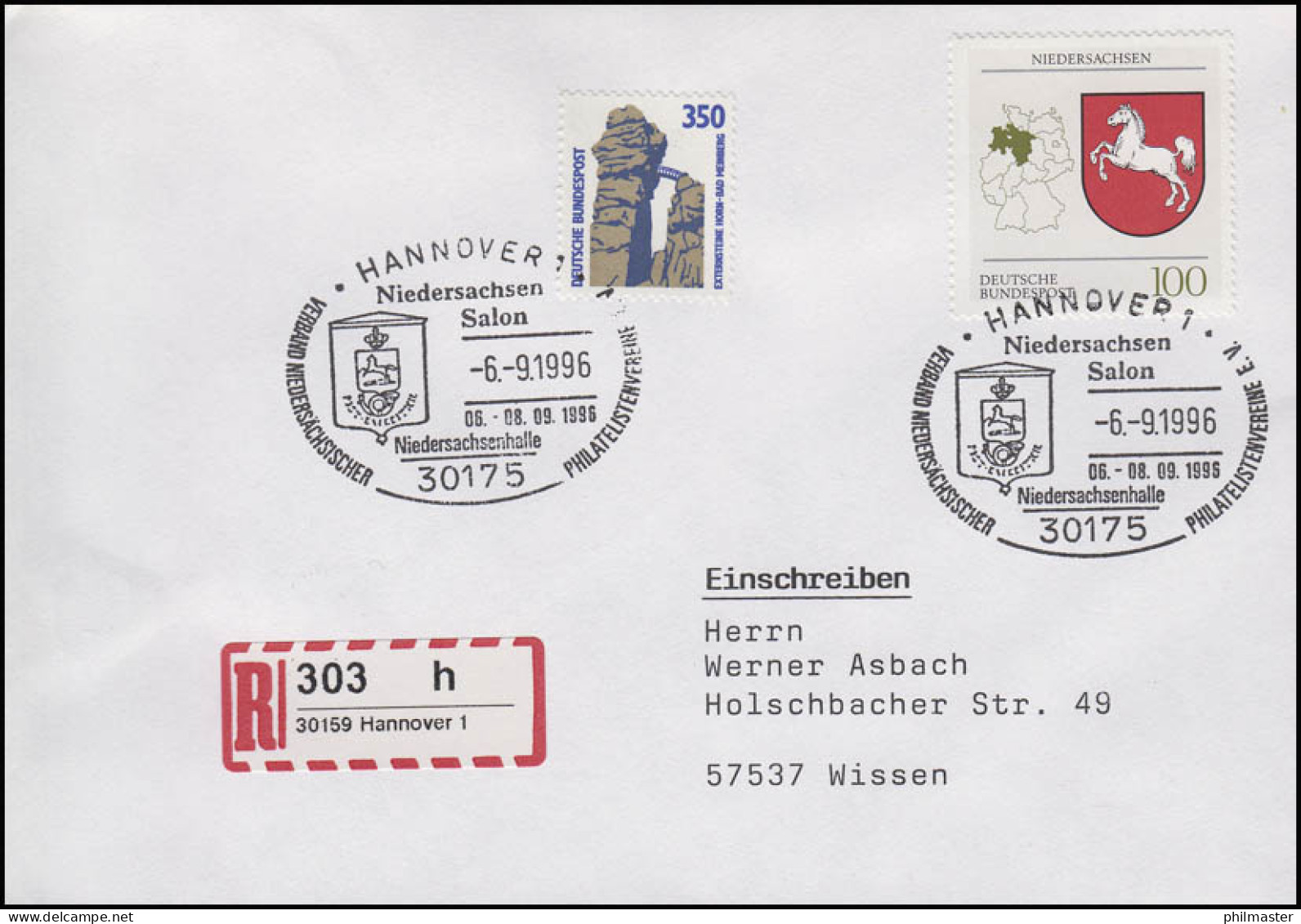 1662 Niedersachsen, R-Bf SSt Hannover Niedersachsensalon & Posthausschild 6.9.96 - Sonstige & Ohne Zuordnung