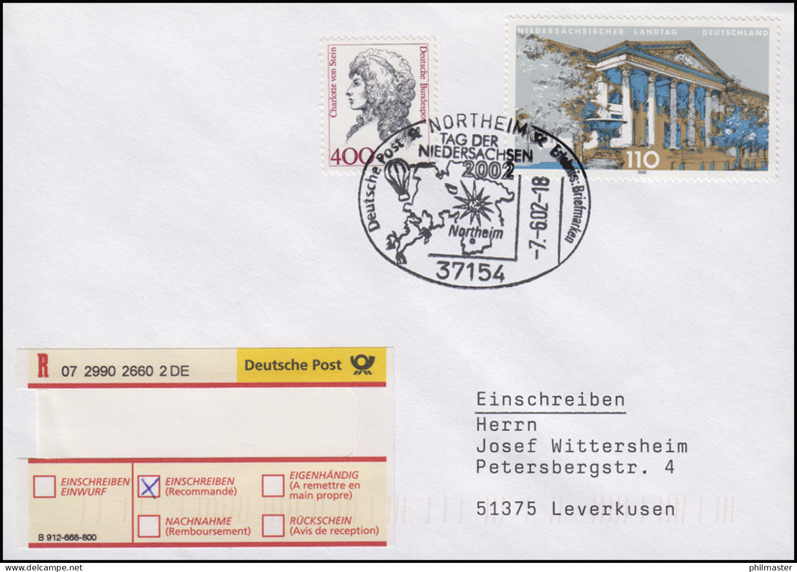 2104 Landtag Hannover, MiF R-Bf SSt Northeim Tag Der Niedersachsen 7.6.2002 - Sonstige & Ohne Zuordnung