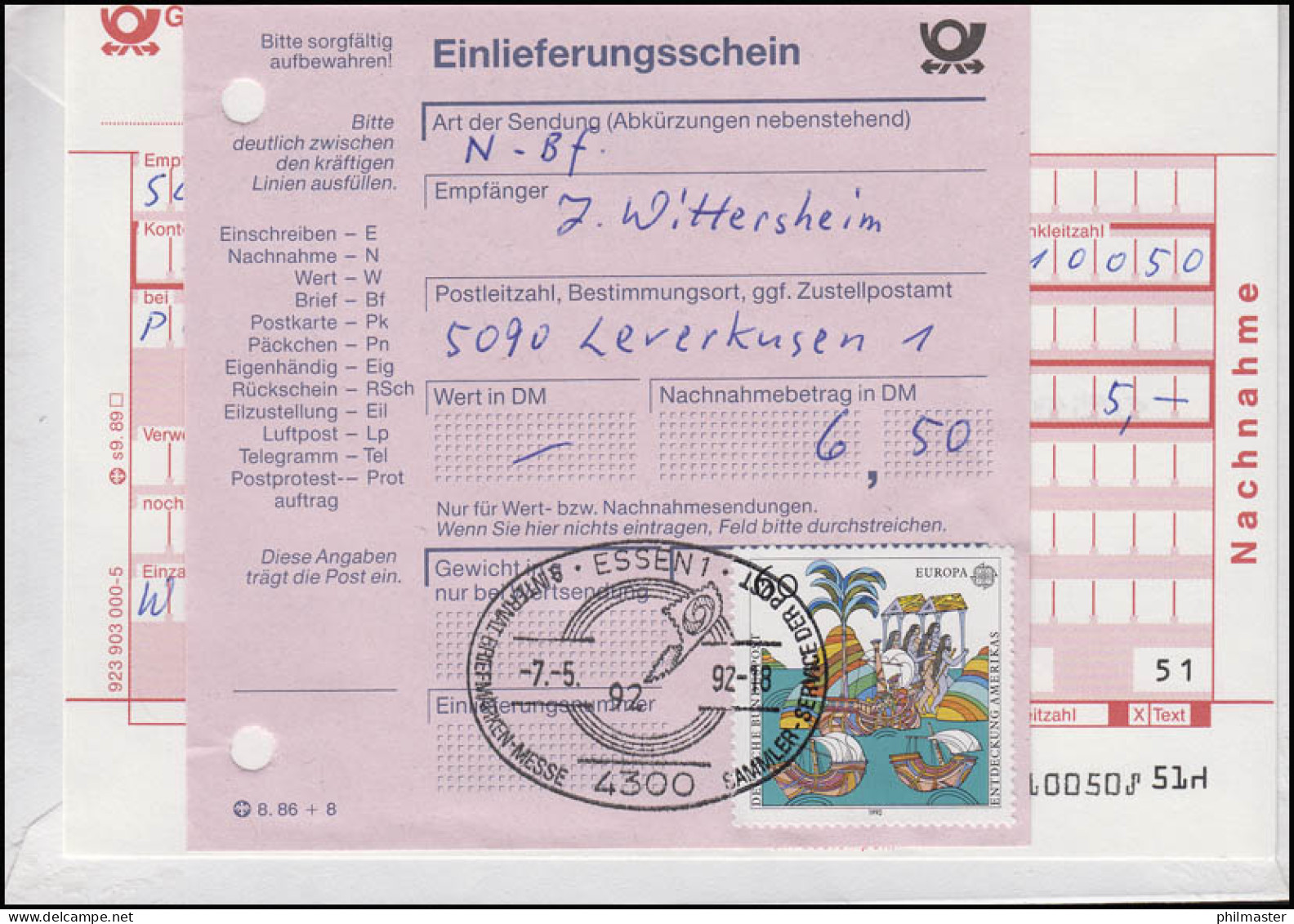 1612 Adam Riese Rechenmeister, MeF NN-FDC ESSt Sindelfingen Messe-Symbol 7.5.92 - Sonstige & Ohne Zuordnung