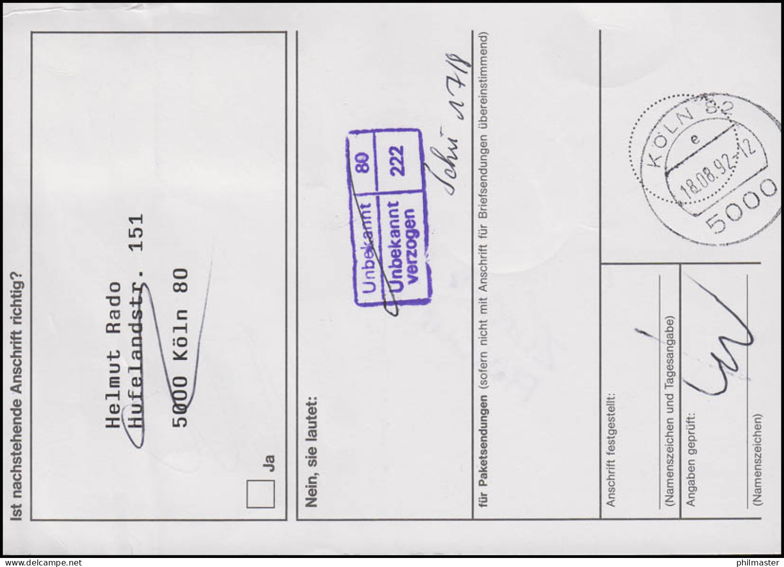 1624 Egid Quirin Asam Baumeister MeF Anschriftenprüfung FDC ESSt Bonn 13.10.92 - Beeldhouwkunst