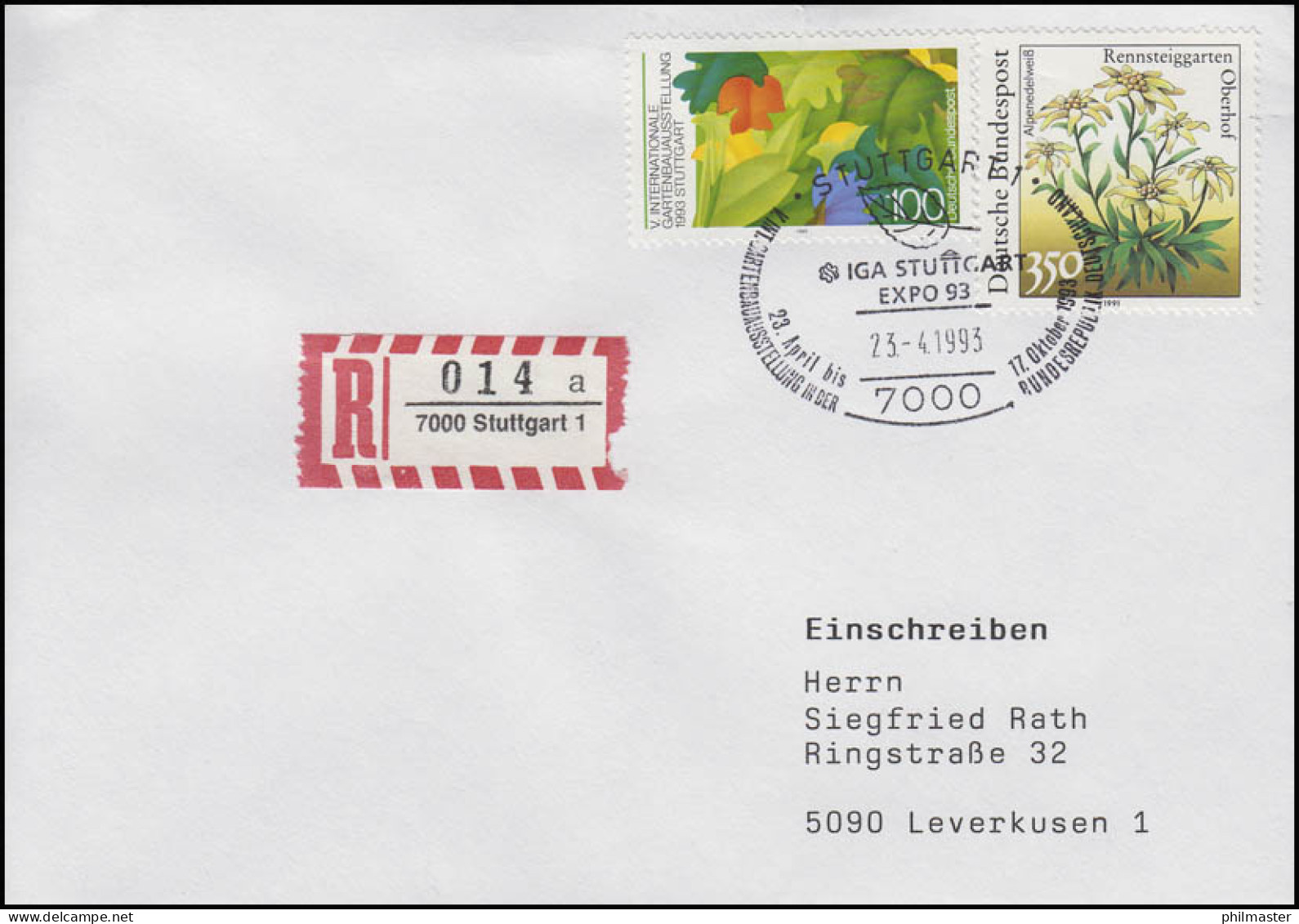 1672 Gartenbauausstellung IGA Stuttgart MiF R-Brief Stuttgart IGA & EXPO 23.4.93 - Other & Unclassified