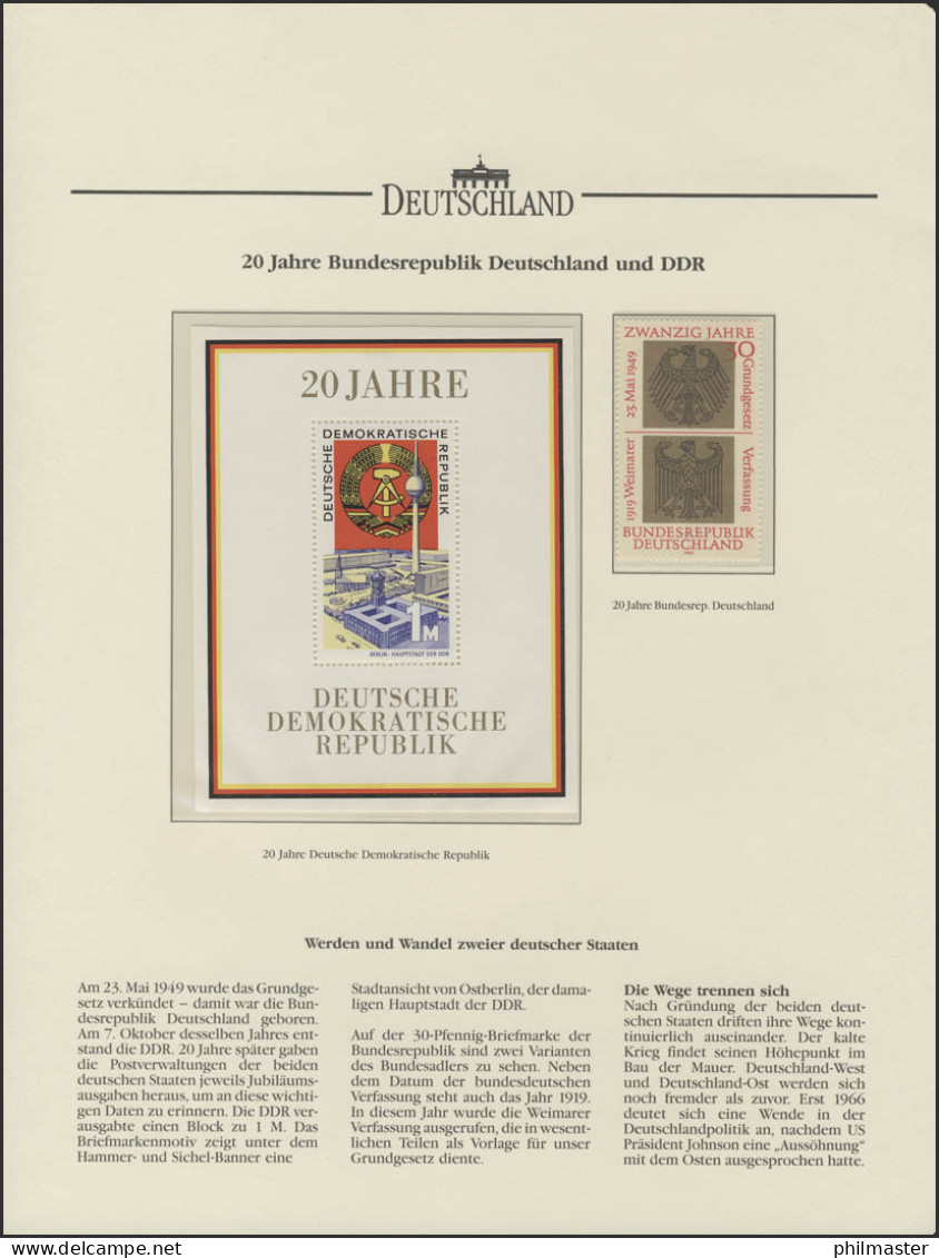 Zwei Deutsche Staaten. 20 Jahre Bundesrepublik Und DDR 1969, 1 Marke + 1 Block** - Non Classés