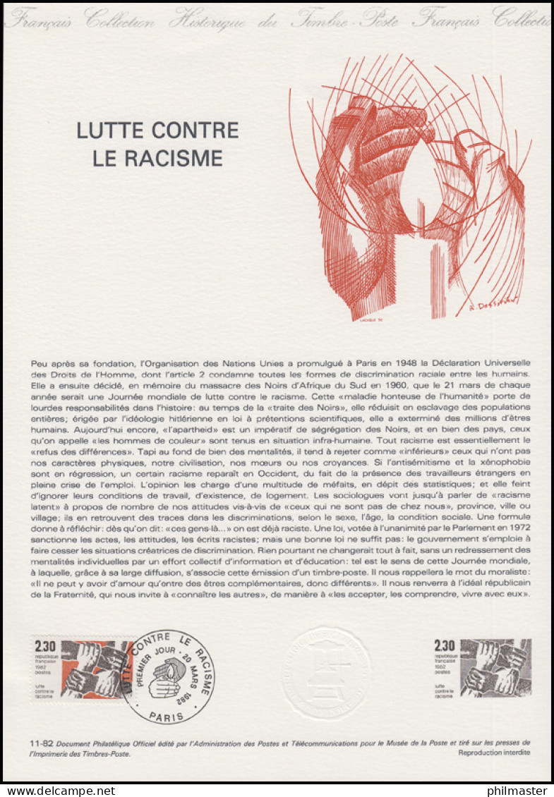 Collection Historique: Kampf Gegen Rassismus - Lutte Conte Le Racisme 20.3.1982 - Autres & Non Classés