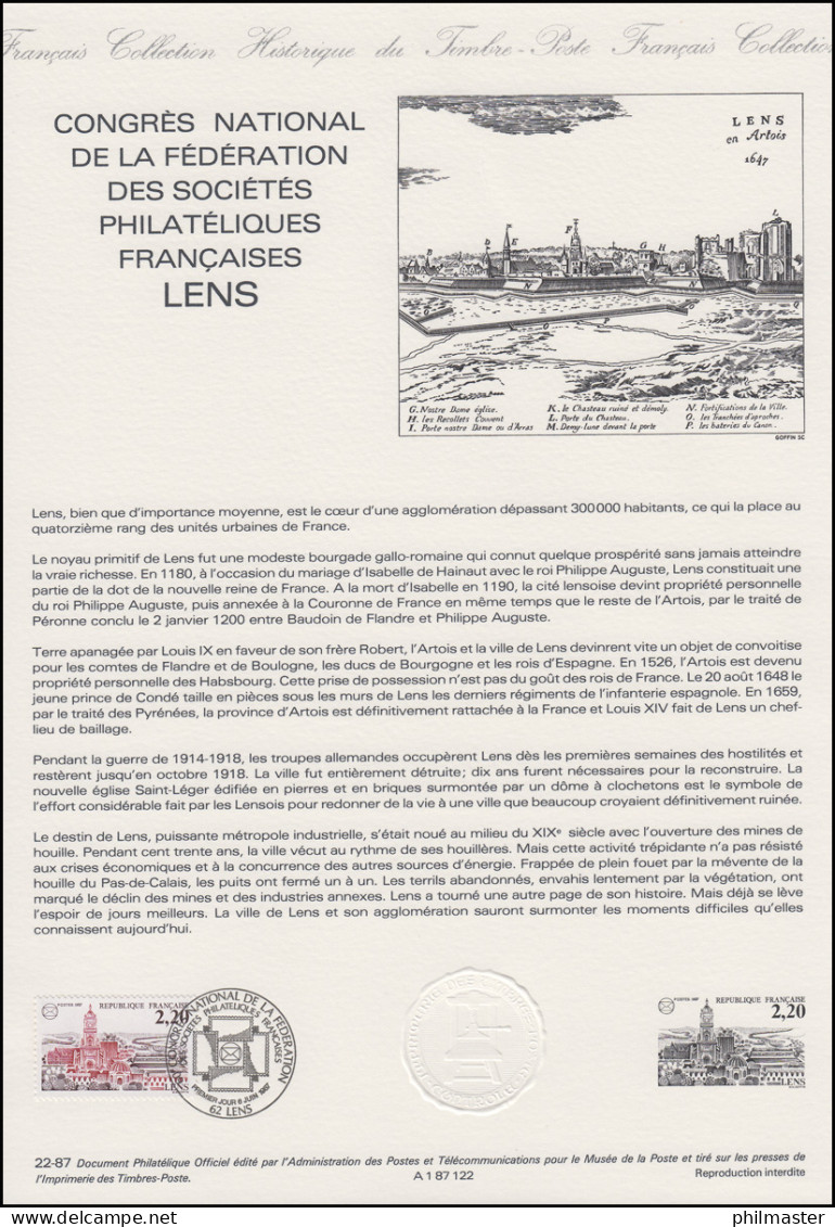 Collection Historique: Nationaler Philatelisten-Kongress Lens 6.6.1987 - Filatelistische Tentoonstellingen