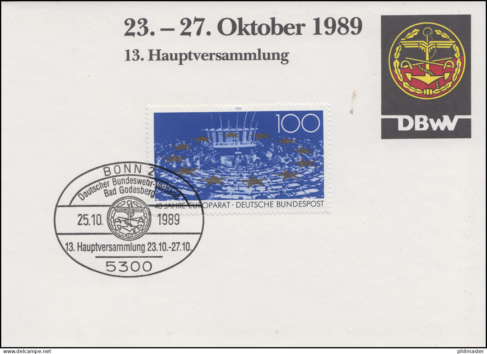 Deutscher Bundeswehrverband DBW 40 Jahre Bundesrepublik Klappkarte SSt Bonn 1989 - Sonstige & Ohne Zuordnung