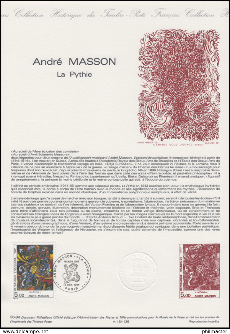 Collection Historique: Maler, Grafiker Und Bildhauer André Masson 13.10.1984 - Autres & Non Classés