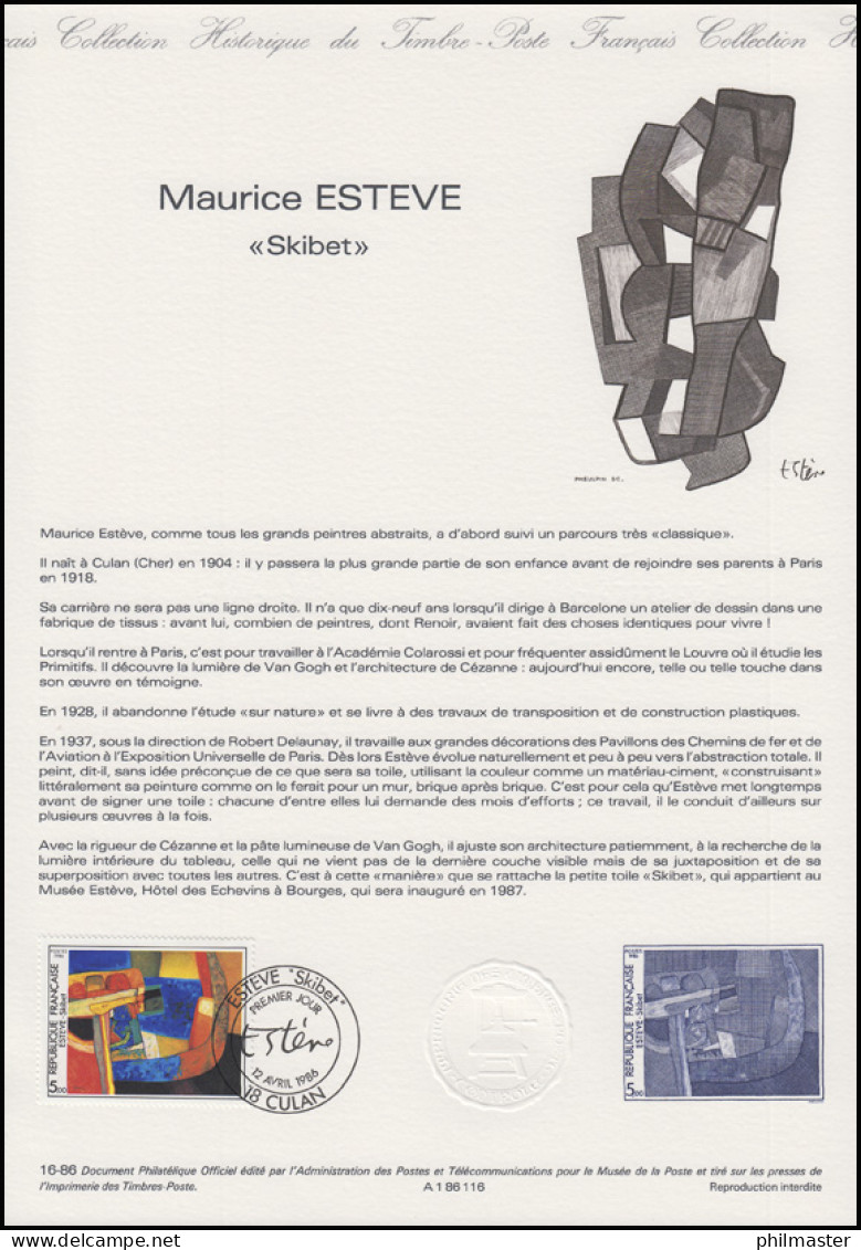 Collection Historique: Maler Painter Peintre Maurice Esteve - Skibet 12.4.1986 - Autres & Non Classés