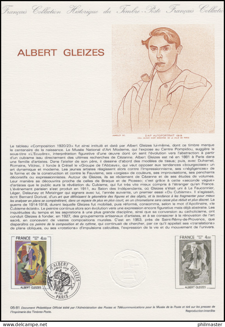 Collection Historique: Maler Und Schriftsteller Albert Gleizes 28.2.1981 - Autres & Non Classés